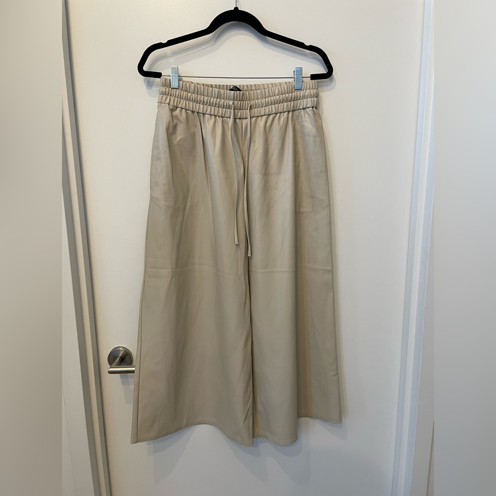 Max Mara Weekend faux leather ivory wide leg pant